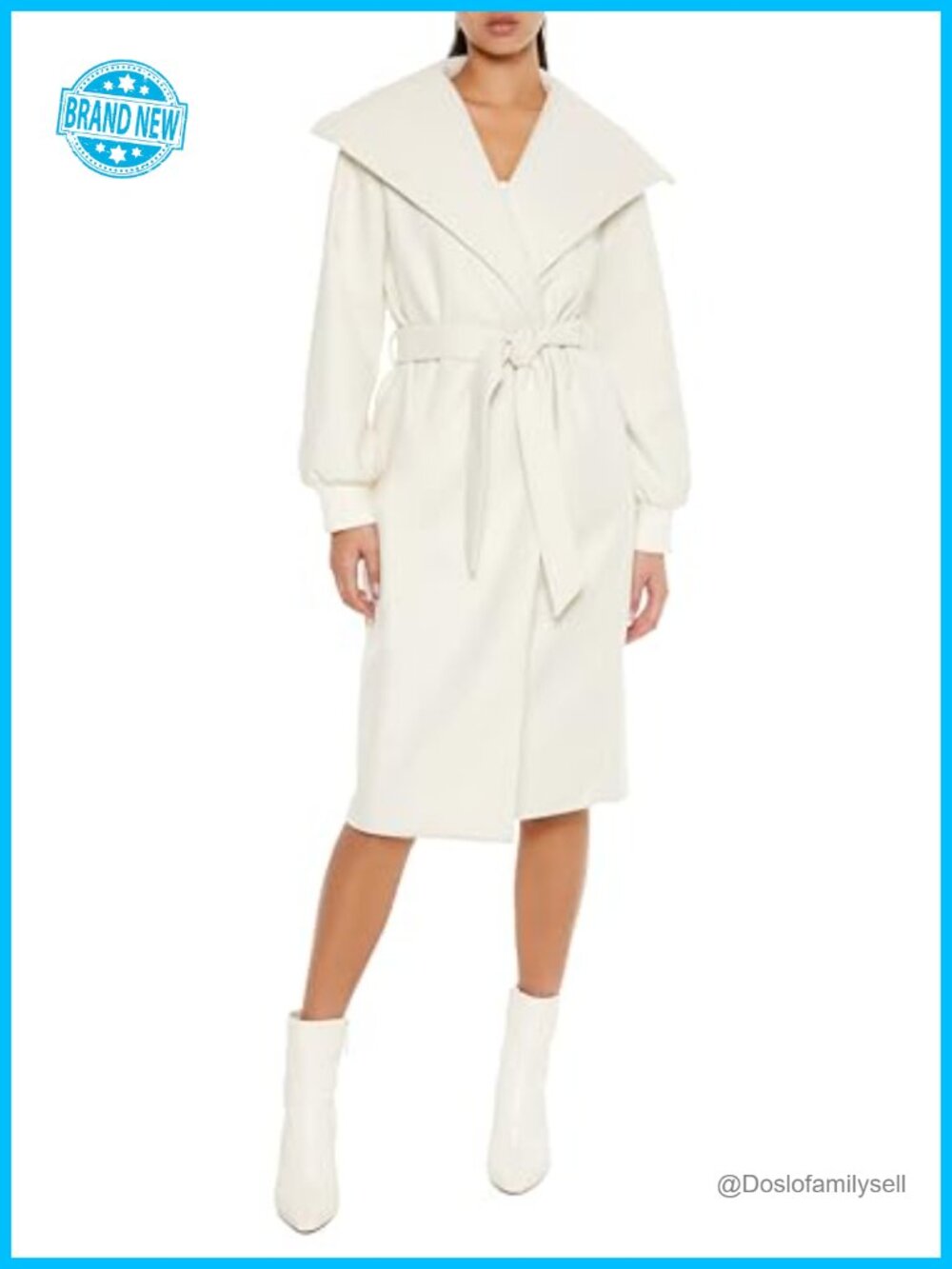 Forever 21 Longline Tie-Waist Coat Wide Lapels Peasant Sleeves
